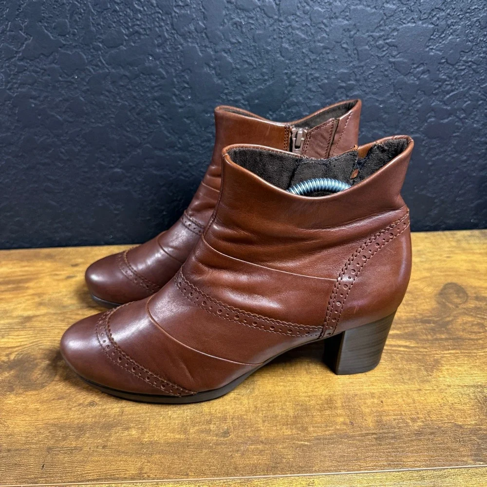 Gabor Brown Leather Brogue Ankle Boots Womens Size 6‎ UK 8.5 US